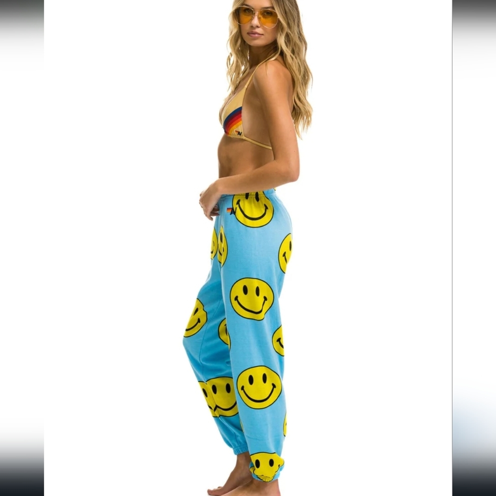 Aviator Nation Sweatpants Smiley Blue Medium
